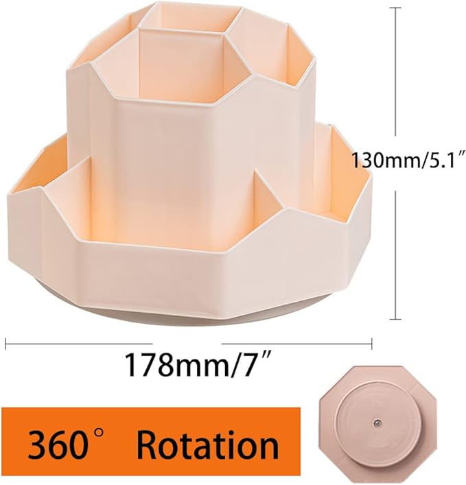 Rotating Art Supply Storage Organizer,Pencil Holder with 9 Compartment, Pen Storage Organizer, for Kids Art Desk, Homeschool Supplies, Home Office Desktop Organizer(Pink)