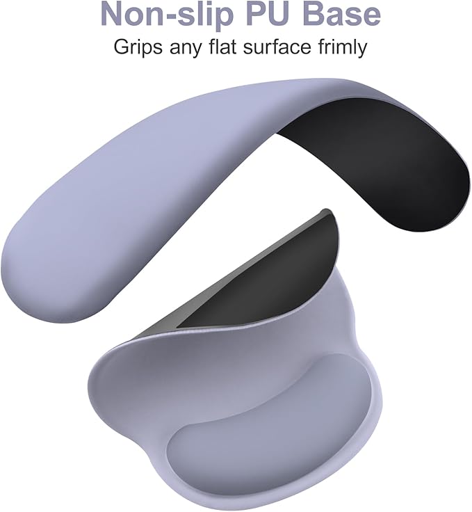 MOSISO Wrist Rest for Keyboard Mouse Pad Set,Large Gaming Deskpad&Circle Curved Mousepad&Keyboard Wrist Rest&Coaster,Ergonomic Non-Slip Mousepad&Easy Typing Pad with Curved Memory Foam,Lavender Gray