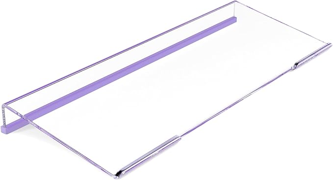 Ergonomic Computer Keyboard Stand - 17 Inch Clear Acrylic Keyboard Riser for Desk Tilted Keyboard Holder Tray with Purple Non-Slip Strip for Home Office Easy Typing & Working