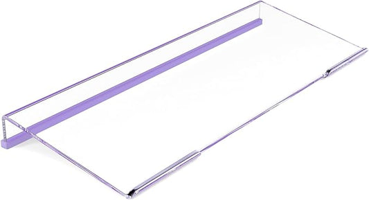 Ergonomic Computer Keyboard Stand - 17 Inch Clear Acrylic Keyboard Riser for Desk Tilted Keyboard Holder Tray with Purple Non-Slip Strip for Home Office Easy Typing & Working