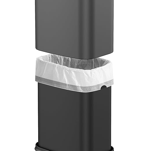 2.6 Gal Black Bathroom Trash Can,Metal Waste Baskets with Removable Inner Bucket,Small Office Garbage Can