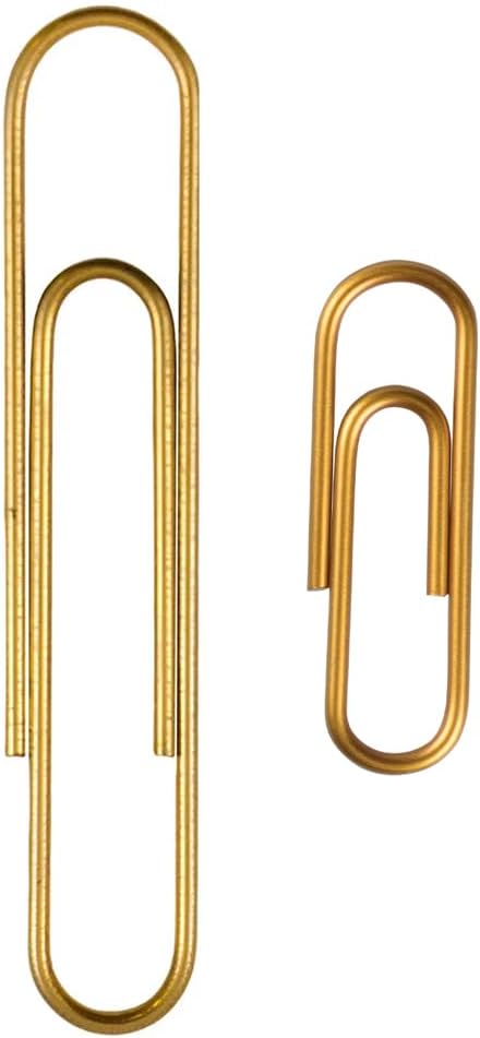JAM PAPER Combo Pack Colorful Paper Clips - Standard & Jumbo - Gold Paperclips - 1 Pack of 100 & 1 Pack of 75