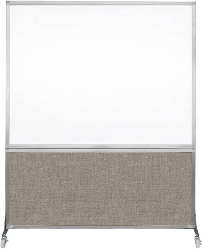 DivideWrite Mobile Whiteboard | Double Sided Dry Erase Board | Portable Office Cubicle Partition | Display for Classrooms, Conference Rooms, Meeting Areas and More | Warm Pebble 5' Wide x 6' Tall