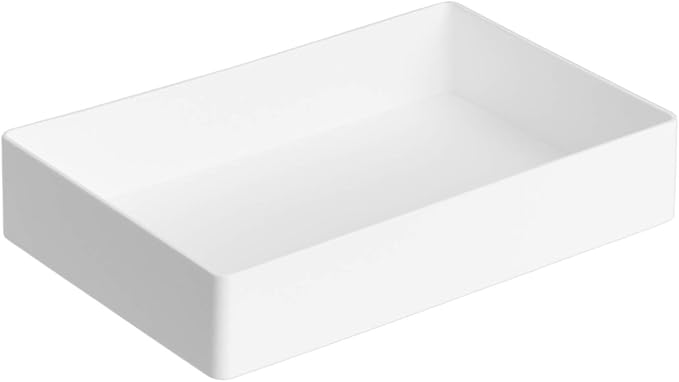 Amazon Basics Rectangular Plastic Desk Organizer Bundle, 3 Pieces Letter Tray/Accessory Tray, White