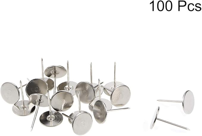 uxcell Upholstery Nails Tacks 19mmx30mm Flat Head Furniture Nails Silver Tone for Furniture Sofa Headboards, 100 Pcs