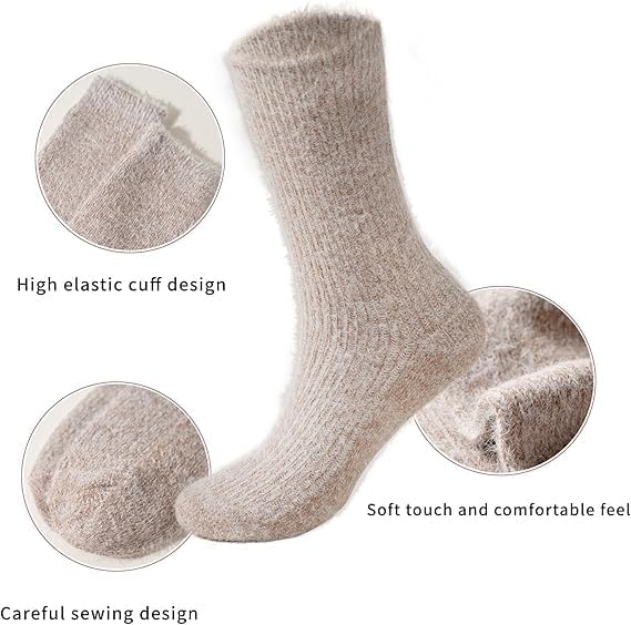SISOSOCK 5 Pairs Fuzzy Soft Cozy Fluffy Socks for Women, Casual Warm Sleep Comfy Socks, Thick Winter Plush Gifts for Women