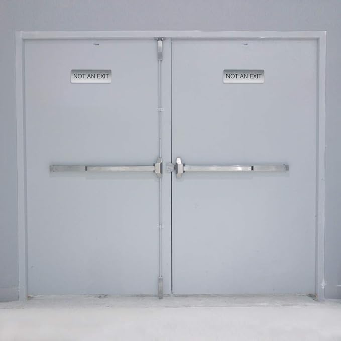 Silver Not an Exit Sign/Indoor Easy Adhesive Door And Wall Mount Business Sign / 3" x 9" Small Business Restaurant Signage