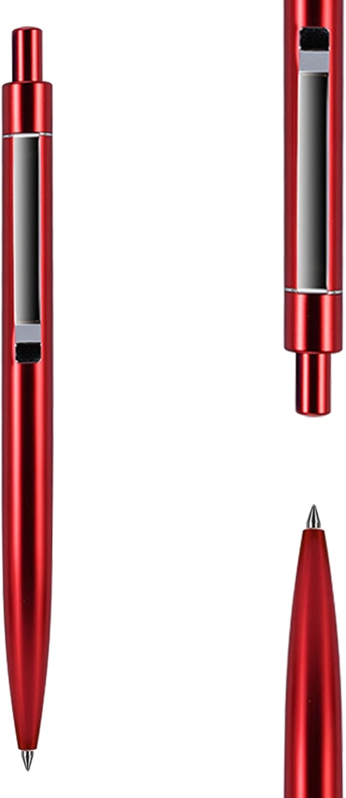 DUNBONG Red Metal Gel Pen, Black Ink, 0.5mm Retractable Ballpoint Pen (Red)