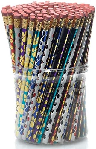 Anderson's Paw Print Pencil Tub, Bulk #2 Pencils for Classrooms, Animal Shelters, School Stores & Pet Events, Fun Assorted Colors for Students, Teachers, Vets & Community Giveaways, 144 Pack