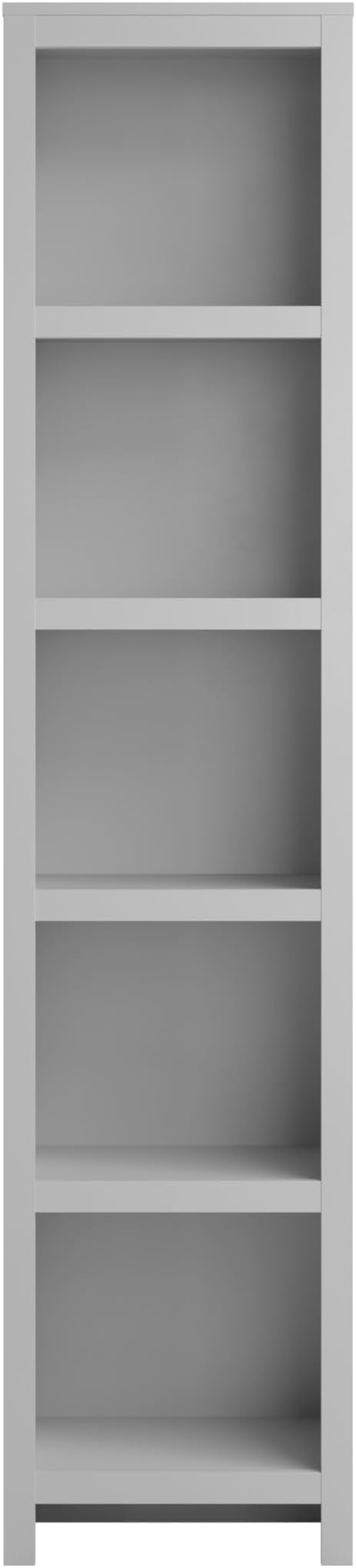 Prepac Moda 80" Tall 5-Tier Narrow Bookcase in White, Modern Storage Accent Bookshelf with 3 Adjustable Shelves for Home, Office, Living Room, Bedroom