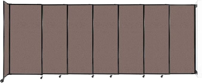 Wall-Mounted Sliding StraightWall Room Divider | Adjustable Widths | Locking Wheels | Room Separator | Up to 15'6" Wide x 6' Tall Latte Fabric Panels