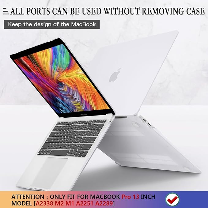 CISSOOK Compatible with MacBook Pro 13 Inch Case 2025-2020 A2338 A2251 A2289 Model, Frosted Clear Hard Shell Case with Keyboard Cover for MacBook Pro 13" M1 M2, Matte Clear