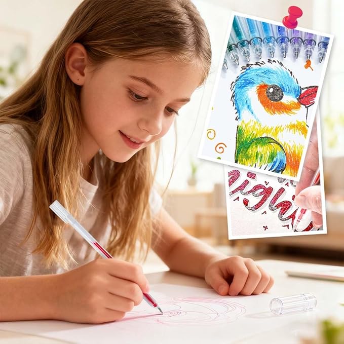 Glitter Gel Pen Set, Multi-Functional Colored Drawing Pens for Scrapbooking, Portable Journaling Crafting Doodling Drawing Glitter Pens for Adults School Supplies (36-Color)