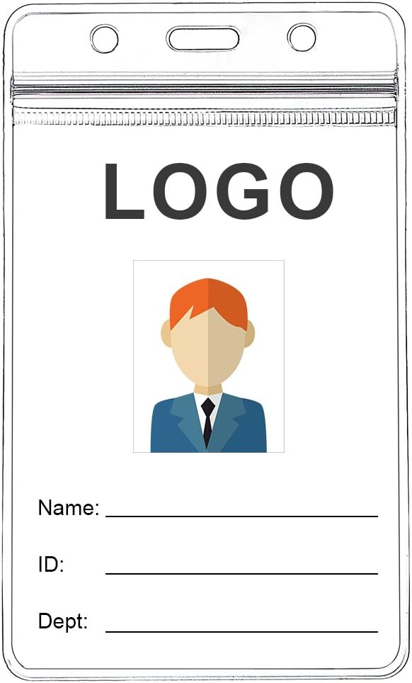 Vertical ID Badge Holder with Clip and Straps Heavy Duty Waterproof Ziplock Clear Plastic Name Tag Holder PVC ID Card Holders by ZHEGUI (25 Pack, Vertical 3.5X2.3)