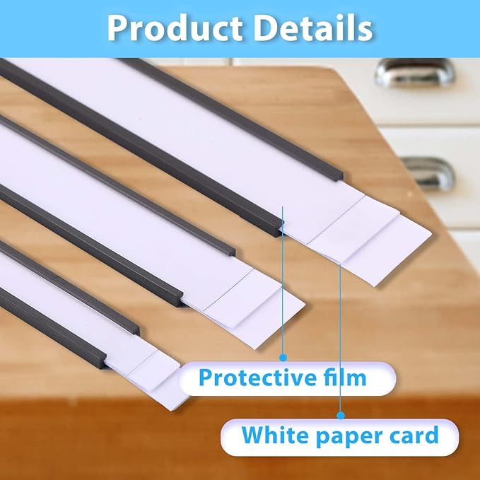 Eeoyu Magnetic Label Holders with Magnets Magnetic Data Card Holders with Clear Plastic Protectors for Metal Shelf, Whiteboard, Set of 50 (0.75 x 6 Inch)