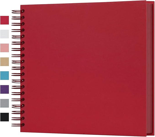 potricher 10 x 10 Inch DIY Scrapbook Photo Album 80 Pages Thick Kraft Blank Red Paper Memory Book for Wedding and Anniversary Family (Red, 10 Inch)