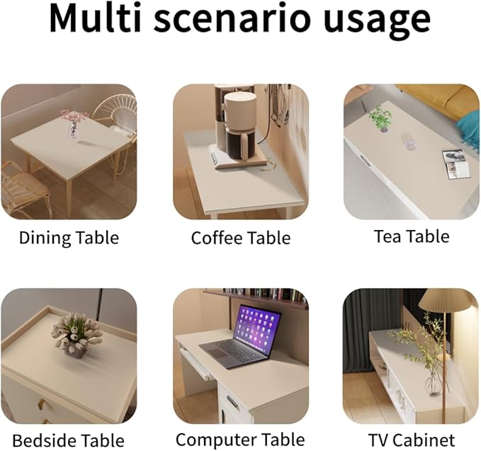 Leather Table Cover,1.8mm Thick,40x60 Inch Table Protector,Table Protector for Dining Room Table,Table Pads for Dining Room Table Rectangular.(Off White+Light Gray,40x60)