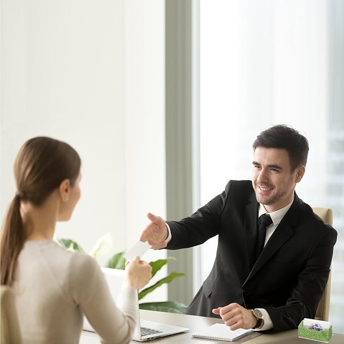 PATIKIL Rhinestone Business Card Holder, Crystal Business Card Holders Bling Business Card Organizer Display Stand for Desktop Desk Office Exhibition, Green