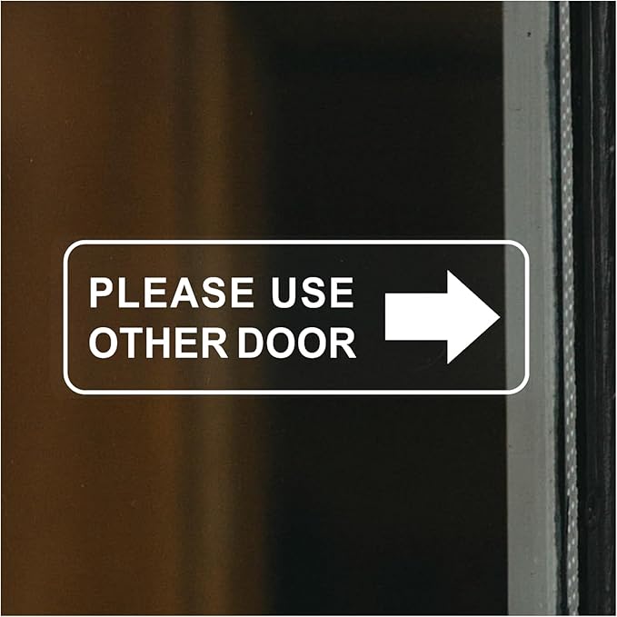 Please Use Other Door for Business Sign 12x4 Inch Sticker Left Right Arrow Sticker Sign for Door Office Waterproof UV Proof Decal 4 Pack