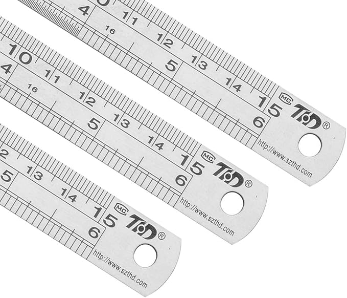 ZZTX Ruler Metal Straight Edge Stainless Steel Ruler 6 Inch Ruler Set Rulers Bulk 6 Pack