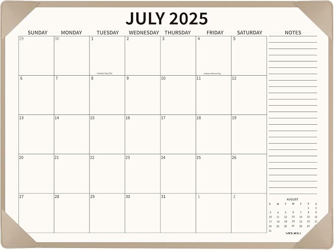 Desk Calendar 2025-2026 Large 22x17, July 2025-December 2026, 18 Months Big Desk Pad Calendar with Desktop Mat and Plastic Cover for Home Office School Planning, Apricot
