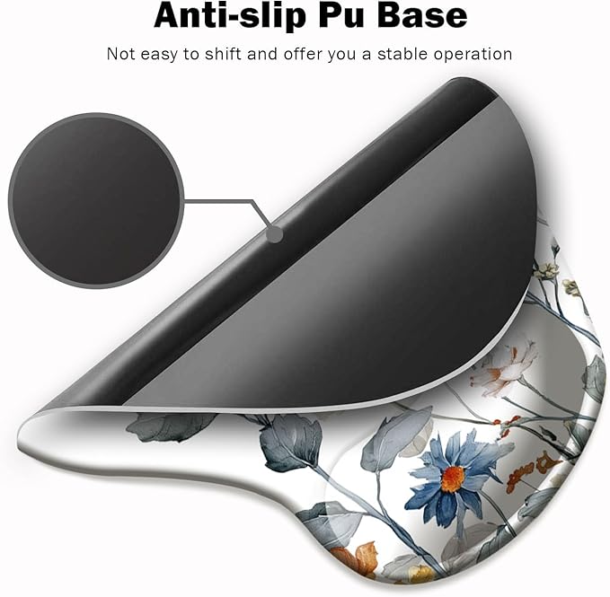 Ergonomic Mouse Pad with Wrist Support,Mouse Pad with Wrist Rest and Coaster Set,Office Supplies Non-Slip Mouse Pads for Desk, Non-Slip Comfortable,Watercolor Floral