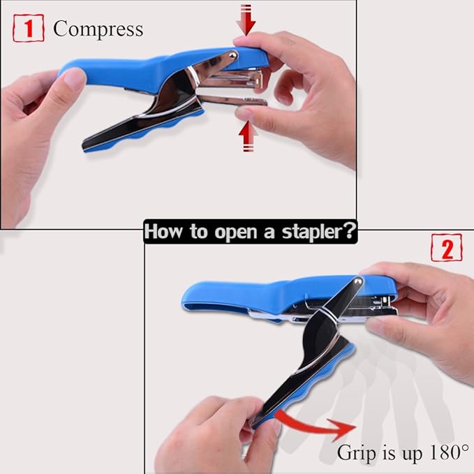Stapler with 1000 Staples-Plier Stapler Save 60% Power,Good for Stapling at Home School or Warehouse (Blue 4 Pack)