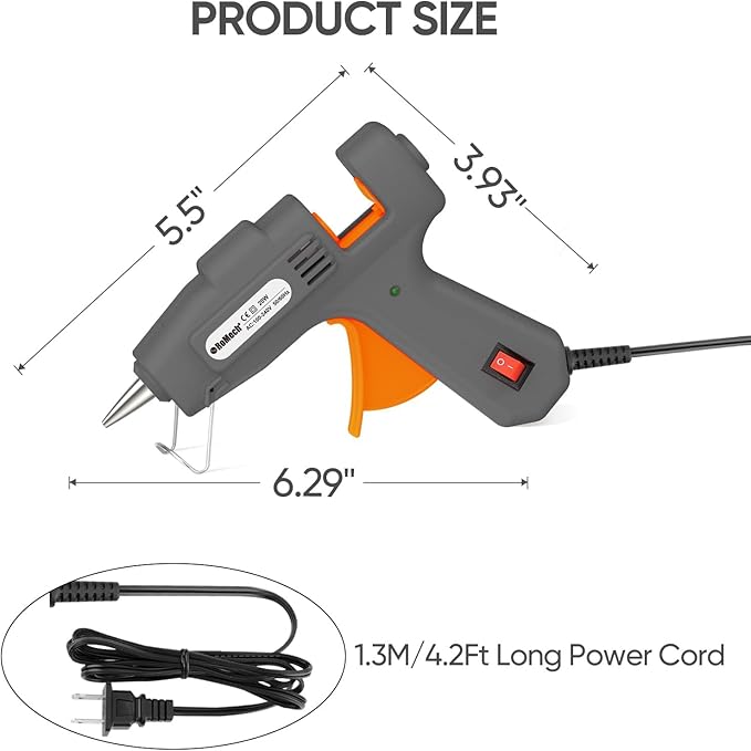 ROMECH 20W Mini Hot Glue Gun with 30 Glue Sticks Set, Fast Preheating Hot Glue Gun Kit Heavy Duty Gluegun for Craft, DIY, Repairs (Grey)