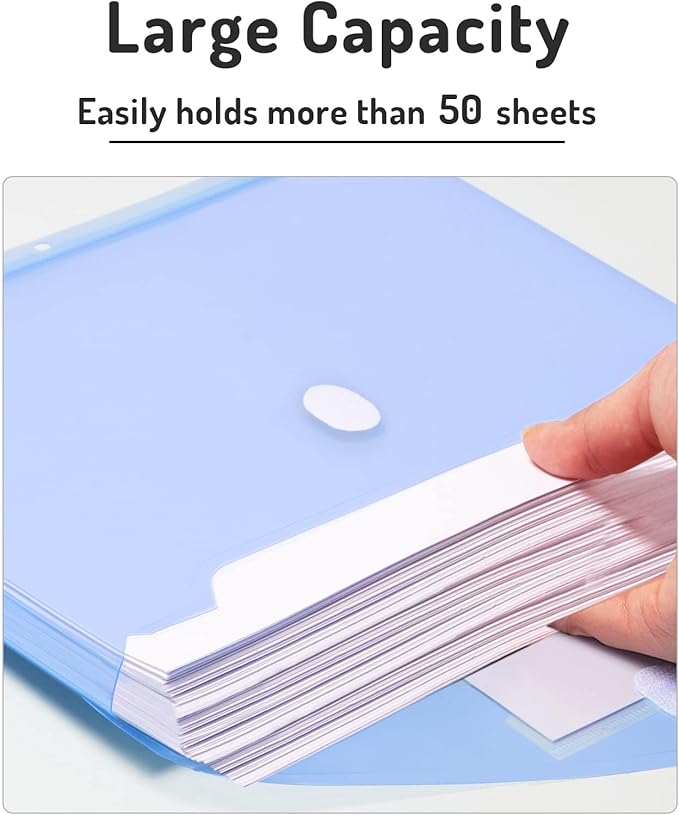 Forvencer Binder Pocket, 36 Pack Super Heavyweight Poly Binder Pocket with Tight Closure, Binder Folders Side Loading, 3 Ring Binder Pocket, Binder Dividers with Pockets, Letter Size, Assorted Colors