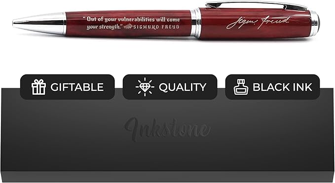 Inkstone Sigmund Freud Luxury Pen with Inspirational Quote Out of Your Vulnerabilities Will Come Your Strength Engraved Gift Pen