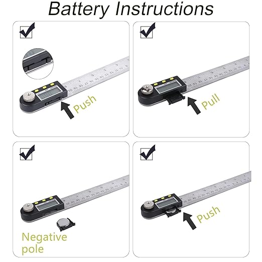 Delgada 8 inch/200mm Digital Angle Finder Ruler - Stainless Steel Protractor for Woodworking and Construction - Battery Included