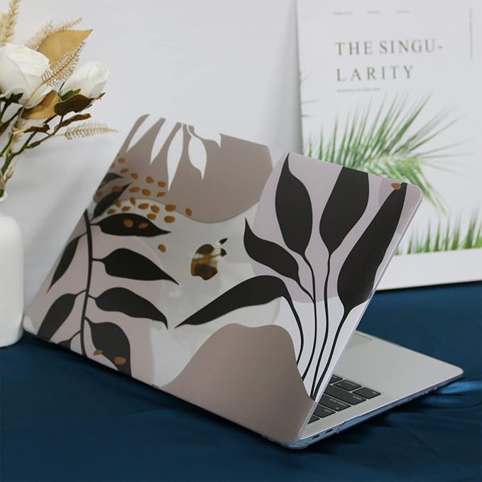 Teryeefi Compatible with MacBook Pro 13 inch Case 2020 2021 2022 2016-2019 Model M1 & M2 A2338 A2251 A2289, Hard Shell Keyboard Cover for Touch Bar, Tropical Leaf, Leaves