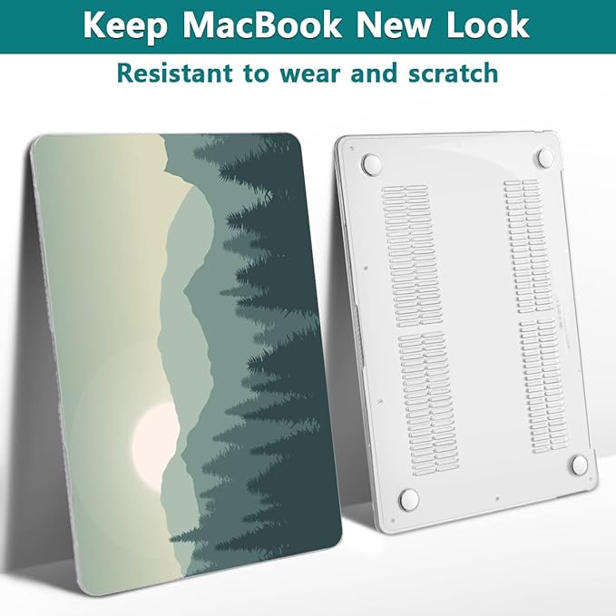 Teryeefi Compatible with MacBook Pro 13 inch Case 2022 2020-2016 Release Model: A2338 M2/M1 A2251 A2289, Plastic Hard Shell Case & Keyboard Cover for MacBook Pro 13 with Touch Bar, Forest