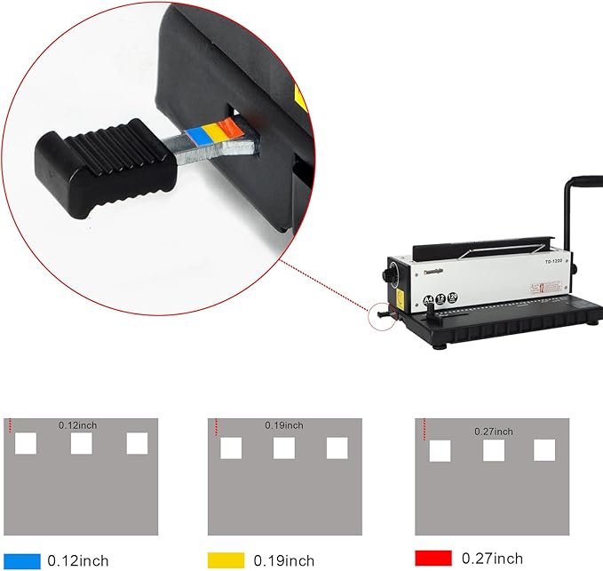 TD-1200 Binding Machine, 3:1 Pitch Wire Binder, Punching 12 Sheets/Binding 120 Sheets with Sturdy Metal Construction