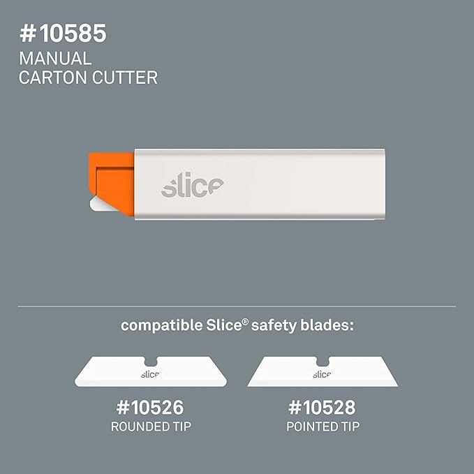 Slice Manual Carton Cutter | Safe Ceramic Box Cutter | Lasts 11x Longer than Metal | Single Edge Razor Blade | Mini Box Cutter | 12 Pack
