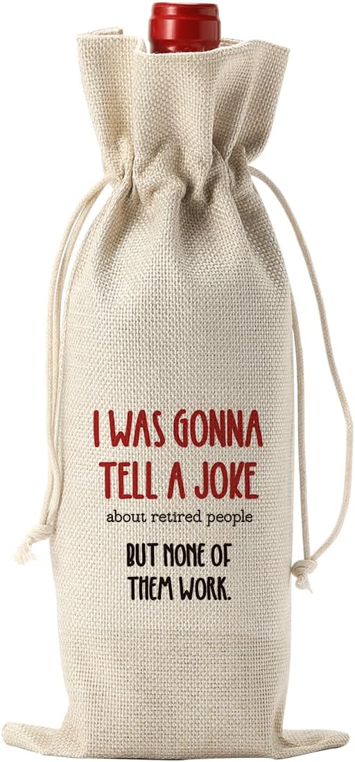 Funny Retirement Gifts for Woman Men Retirement Wine Gifts Bag Happy Retirement Party Decorations Retired Gifts Leaving Gifts for Coworkers Boss