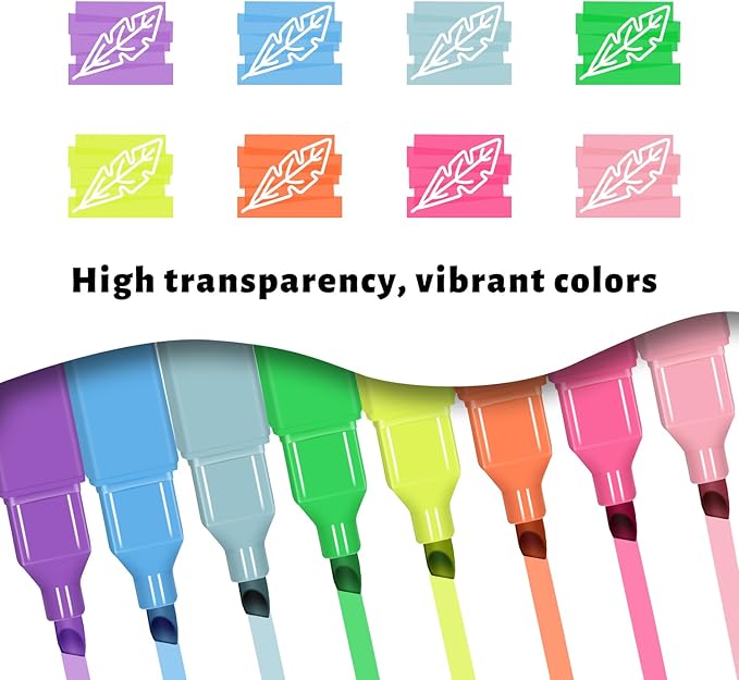 Vitoler Highlighters Assorted Colors,8pcs Chisel Tip Cute Highlighters, Cute High lighters No Bleed for School Office Supplies