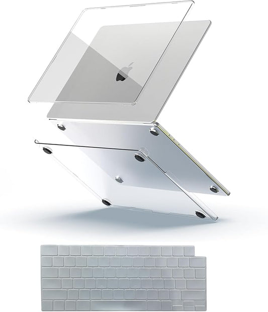 KEROM Crystal Clear Case for MacBook Air 13 inch 2025-2022 M4 M3 M2 A3240 A3113 A2681, MacBook Air 13 inch Clear Case M4 M3 M2, Slim Plastic Hard Shell & Keyboard Cover for Mac Air 13.6'', Transparent