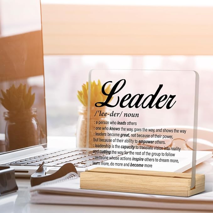 Best Leader Gifts for Women & Men - Thank You Appreciation Gifts for Boss & Mentor - Acrylic Desk Sign Office Decor