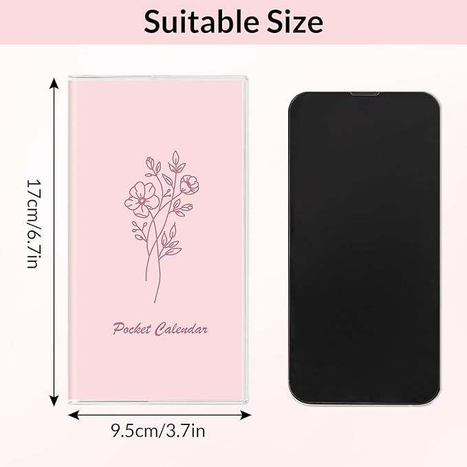 Pocket Calendar 2026-2027, Pocket Planner 2026-3.7" x 6.7" - Runs from July 2025 Until December 2027, Monthly Planner 2025-2027 with PVC Cover for Planning, Pink
