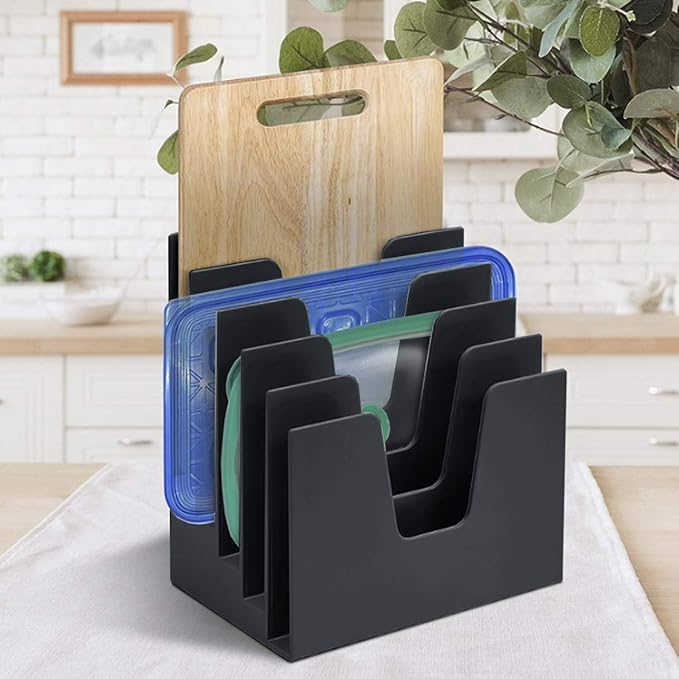 Acrimet 5 Section Incline File Sorter Organizer, Mail, Folder, Letter Desk Organizer, Rack for Office Organization Desktop (Plastic) (Black Color)