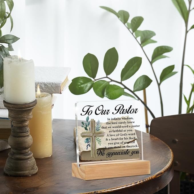 Pastor Appreciation Gift, Church Leader Clear Desk Decorative Sign - Home Acrylic Decor for Preacher