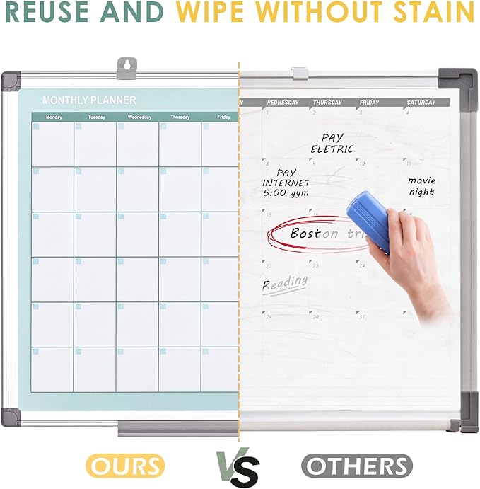 MAKELLO Dry Erase Calendar for Wall, Large White Board Calendar with Next Month for Office, Family, Kitchen and Bedroom, 36x24 inches