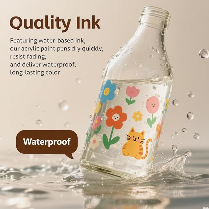 WINSONS 120 Colors Acrylic Paint Marker, Dual Tip and Dual Colors Acrylic Paint Pens for Stone, Wood, Canvas, Ceramic, Metal, Glass, Rock Painting, DIY Crafs Art Supplies (120 Colors)