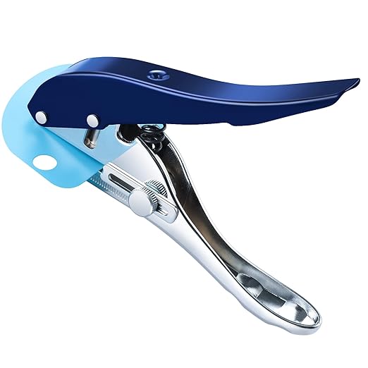 Heavy Duty Single Hole Punch - Portable Hand Held Paper Punch for Tags, Cards, Plastic & Cardboard (8MM Blue)