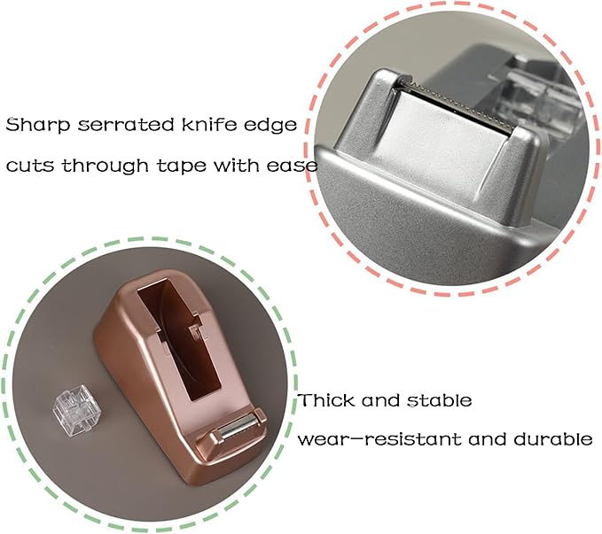 Basics Desktop Tape Dispenser, Office Desk Tape Dispenser, Heavy Duty Desk Accessories Office Tape Dispensers, Weighted Non-Skid Base,Ideal for Home, Office, School, or Business (Space Silver)