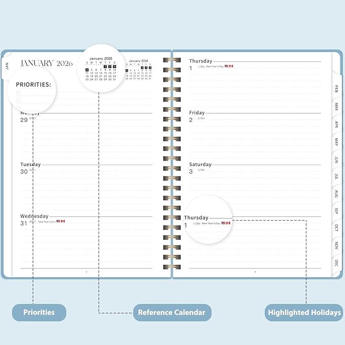 2026 Planner, Weekly and Monthly Calendar Academic Planner, Jan 2026 - Dec 2026, Planning Agenda Book for Desk Accessories and School Supplies - A5 (6.3'' x 8.5'')