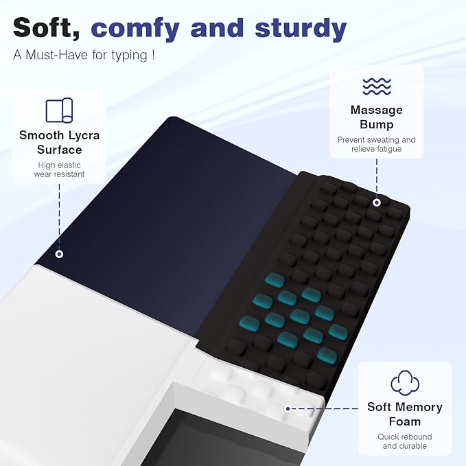 Ospelelf Ergonomic Keyboard Wrist Rest Stand Riser Holder Pad for Typing Black Blue