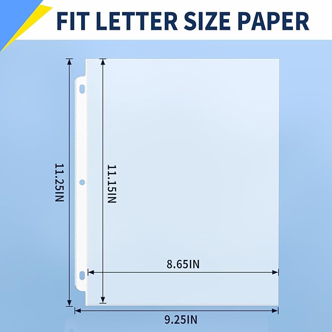 SUNEE Sheet Protectors 200 Packs for 3 Ring Binder, PVC-Free Clear Page Protectors 8.5x11 Inches Plastic Sleeves for Paper, Documents, Photos, Top Loading Binder Sleeves Letter Size