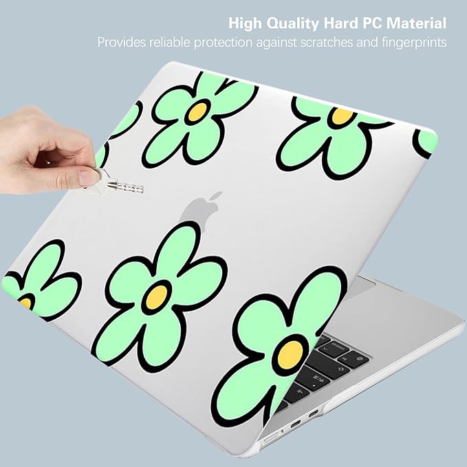 KEROM Compatible for MacBook Air 13 inch Case 2025 M4, 2024-2022 M3 M2 A3240 A3113 A2681, Cute Sleek Aesthetic Plastic Hard Shell & Keyboard Cover for MacBook Air 13.6 inch Case, Minimalist Flower